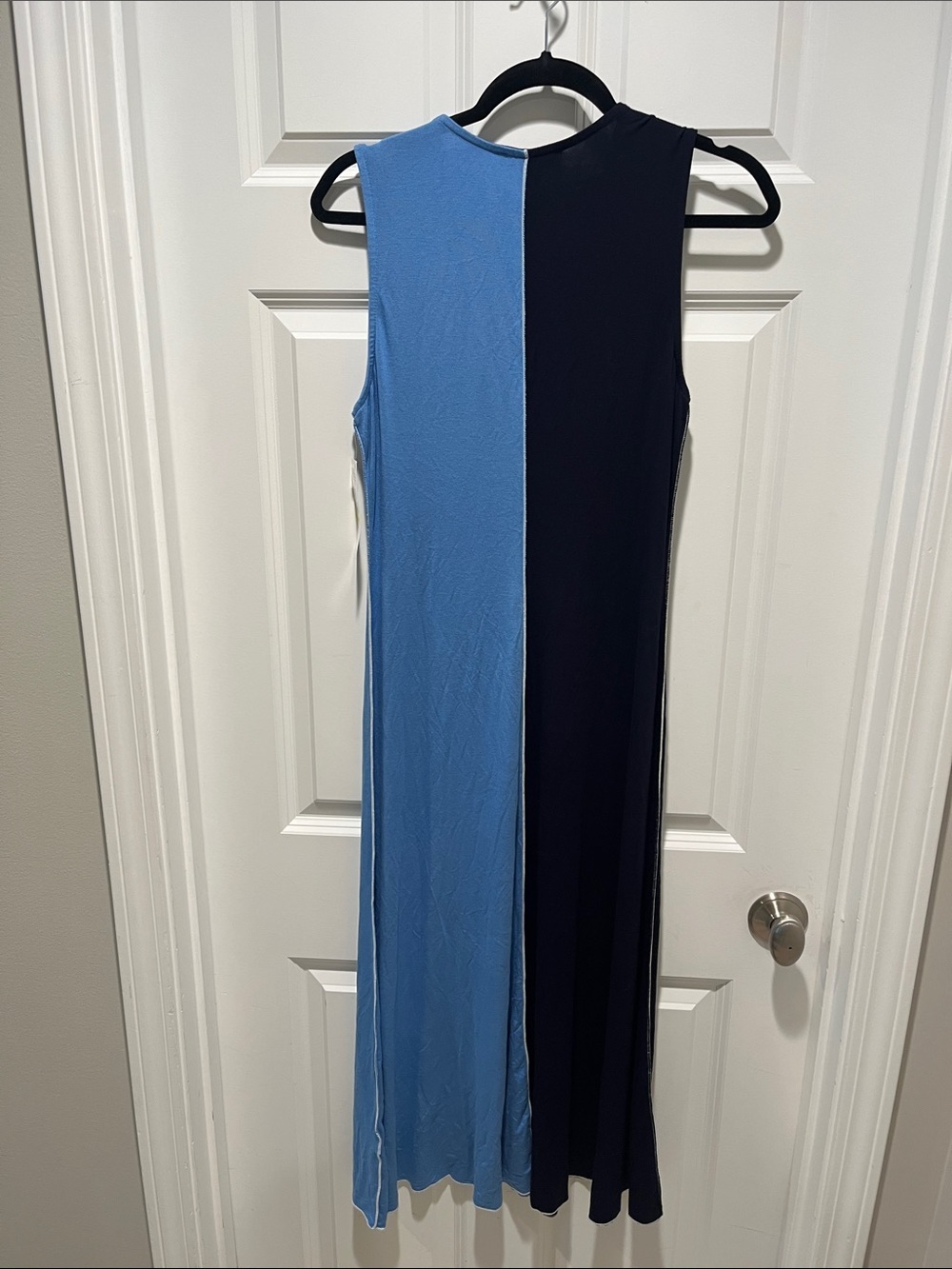 NEW KAREN KANE sleeveless colorblock petite boardwalk midi dress navy blue NWT - Picture 7 of 8